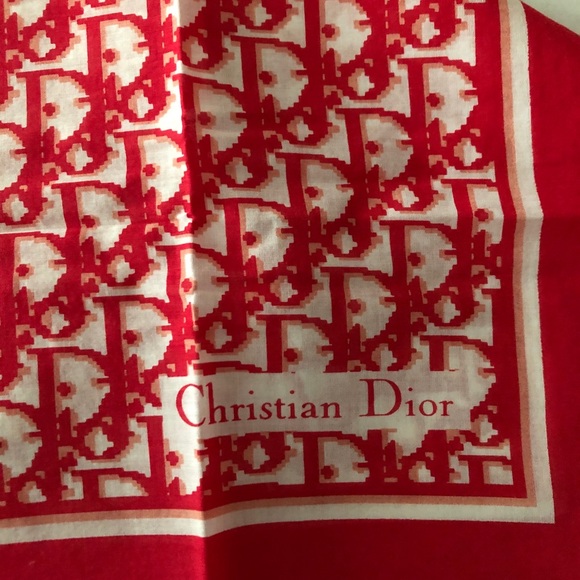 Authentic Vintage Christian Dior Trotter Pattern Red Bandana Scarf - Picture 5 of 6